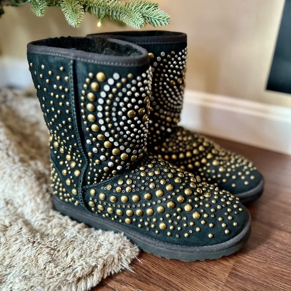 UGG X Jimmy Choo Vintage Studded Mandah Limited Edition Boots !RARE! Size 8 - Picture 2 of 16